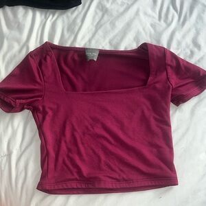 Purple squared neck crop top.